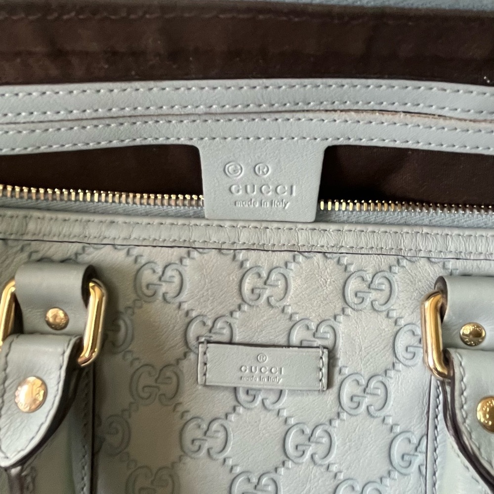 Gucci Guccissima Light Blue Leather Joy Boston Bag - Picture 6 of 8